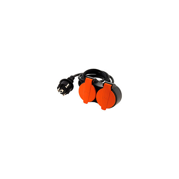Rallonge Étanche 2 Prises 2p+t H07rn-f 3x 1,5mm² 5m Avec Clip De Fixation Orange - Zenitech