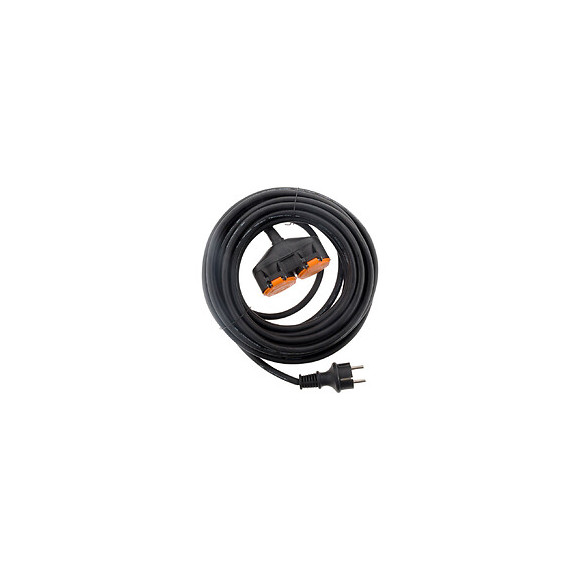 Rallonge Étanche 2 Prises 2p+t H07rn-f 3x 1,5mm² 5m Avec Clip De Fixation Orange - Zenitech