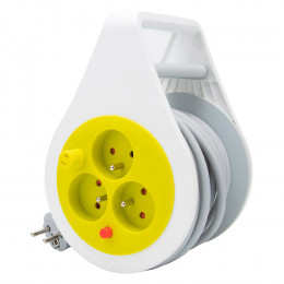 Mini Enrouleur Design 3 Prises 7 Mètres Vert Anis - Zenitech