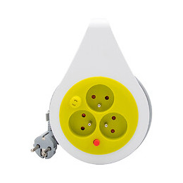 Mini Enrouleur Design 3 Prises 7 Mètres Vert Anis - Zenitech