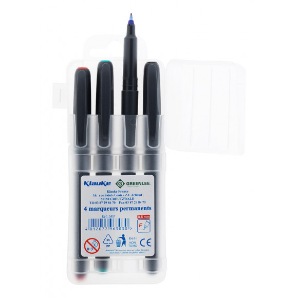 Lot De 4 Marqueurs De Câble Indélébiles Bleu/noir/rouge/vert 0.6 Mm - Klauke