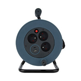 Enrouleur Compact 3 Prises + 2 Usb C/a 12m - Gris - Zenitech