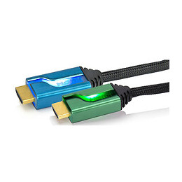 Câble Double Hdmi High Speed With Ethernet 1m80 Rétro Éclairé Bleu/vert - Pl-9019eu-bg