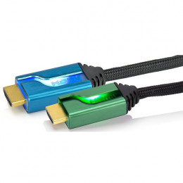 Câble Double Hdmi High Speed With Ethernet 1m80 Rétro Éclairé Bleu/vert - Pl-9019eu-bg