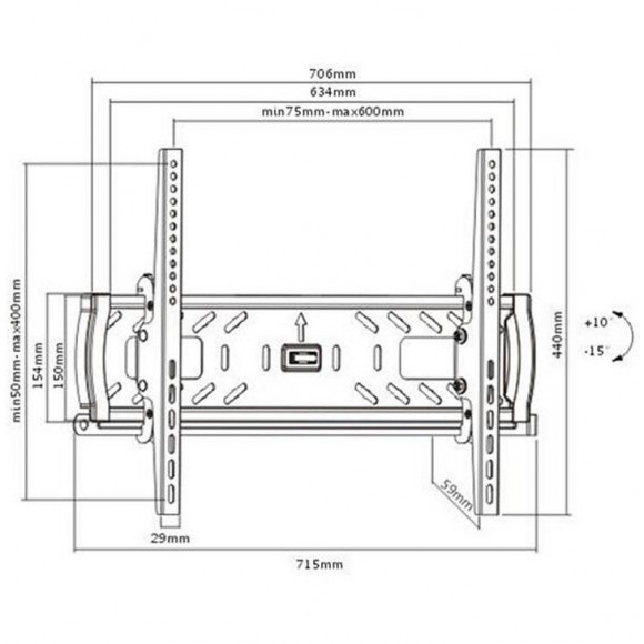 Support Mural Inclinable Pour Écran De 37" À 70" - T3770s