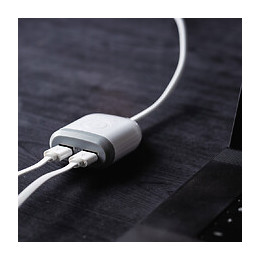 Rallonge 3m Avec 2x Usb 4,8a À Charge Ultra Rapide - Blanc