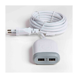 Rallonge 3m Avec 2x Usb 4,8a À Charge Ultra Rapide - Blanc