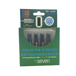 Pack De 4 Piles Rechargeables Aaa (hr03) Seven Life Par Micro Usb