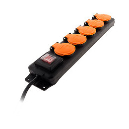 Bloc Étanche Ip44 5 Prises 16a 2p+t Avec Clapets Et Interrupteur - Câble Ho5rrf 3g1 De 1,5m