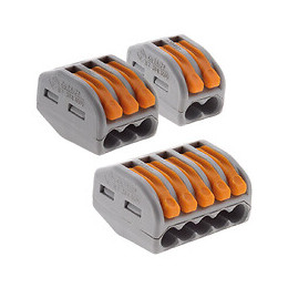 Assortiment De 50 Mini Bornes De Connexion Rapide À Levier S222 Pour Fils Rigides Et Souples - 20x 2 Entrées + 20x 3 Entrées