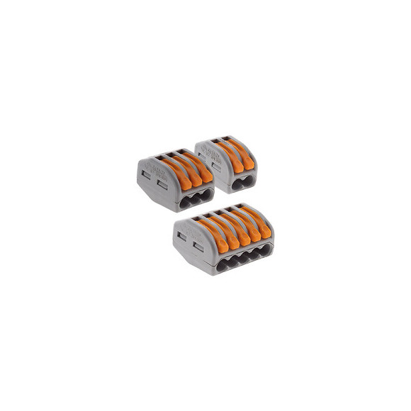 Assortiment De 50 Mini Bornes De Connexion Rapide À Levier S222 Pour Fils Rigides Et Souples - 20x 2 Entrées + 20x 3 Entrées