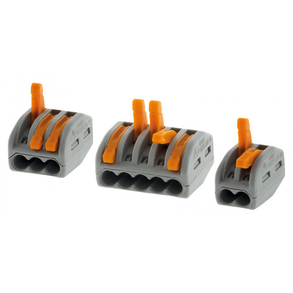 Assortiment De 30 Mini Bornes De Connexion Rapide À Levier S222 Pour Fils Rigides Et Souples - 10x 2 Entrées + 15x 3 Entrées