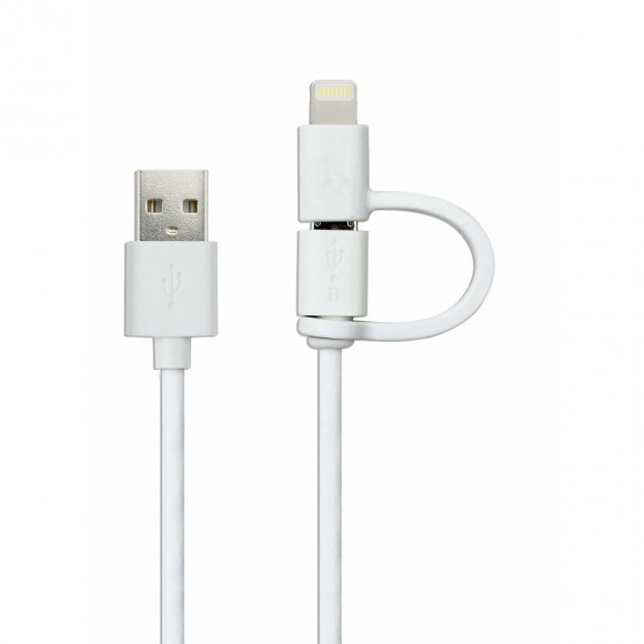 Câble 2en1 Usb 3.0 Lightning Mfi Et Micro-usb Pour Appareils Ios  Et Android Avec Embout Coulissant