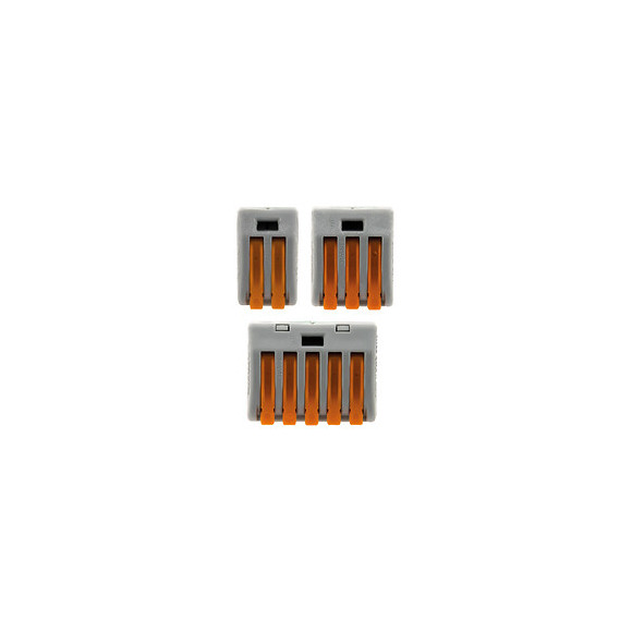 Assortiment De 30 Mini Bornes De Connexion Rapide À Levier S222 Pour Fils Rigides Et Souples - 10x 2 Entrées + 15x 3 Entrées
