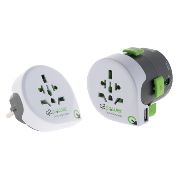 Adaptateur De Voyage Avec Usb Compatible Avec Plus De 195 Pays - Q2 Power