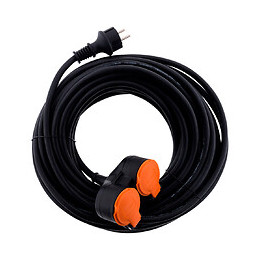 Rallonge Étanche 2 Prises 2p+t H07rn-f 3x 1,5mm² 25m Avec Clip De Fixation Orange - Zenitech