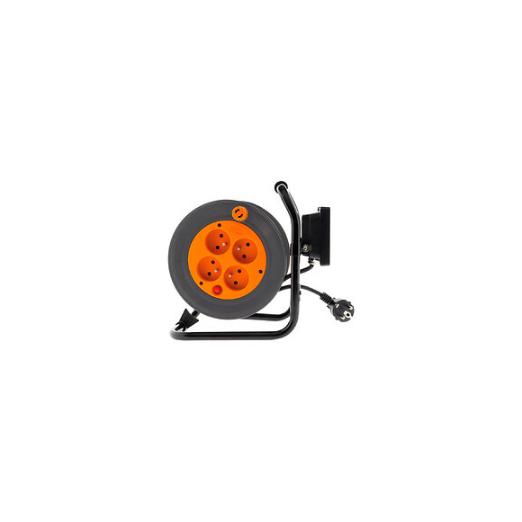 Enrouleur Électrique 4 Prises 16a 2p+t Avec Projecteur Led 10w - Câble Ho5vv-f 3g1 15m Avec Guide Câble - Zenitech