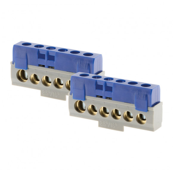 Lot De 2 Borniers Phase Bleu - 6 Connexions - Thomson