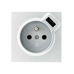 Prise 2 P+t 16a Silver Avec Prise Usb (2,4a*)