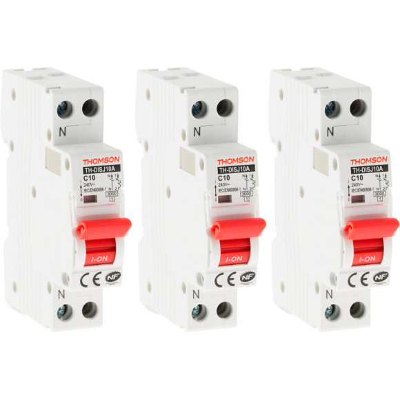 Lot De 3 Disjoncteurs À Vis Ph+n Pouvoir De Coupure 4.5ka  10a Nf - Thomson