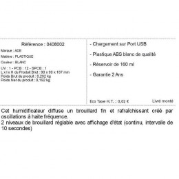 Ade Humidificateur Hm 1800-1 - Blanc