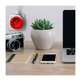 Prise Bewatt Avec Chargeur Usb Réversible (rouge) - Watt And Co