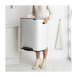 Poubelle À Pédale 2x30l Blanc - 211447