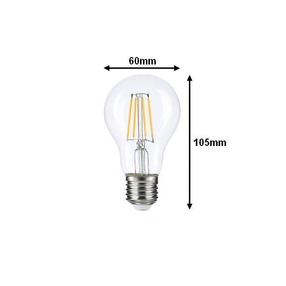 Ampoule E27 Led 6w Filament A60 - Blanc Neutre 4000k - 5500k - Silamp