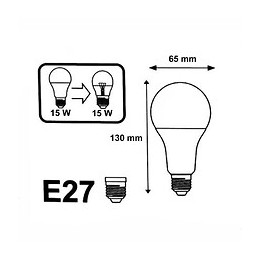 Ampoule E27 Led 15w 220v A65 - Blanc Chaud 2300k - 3500k - Silamp