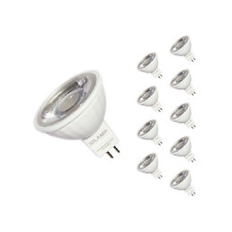 Ampoule Led Gu5.3 / Mr16 12v 8w Smd 80° (pack De 10) - Blanc Chaud 2300k - 3500k - Silamp