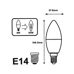 Ampoule E14 Led 8w 220v C37 180° (pack De 10) - Blanc Neutre 4000k - 5500k - Silamp