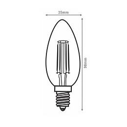 Ampoule E14 Led Filament 4w C35 Bougie - Blanc Chaud 2300k - 3500k - Silamp