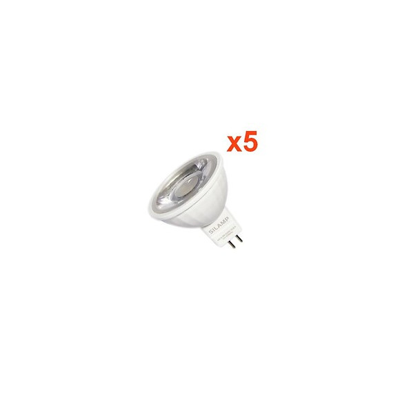 Ampoule Led Gu5.3 / Mr16 12v 8w Smd 80° (pack De 5) - Blanc Neutre 4000k - 5500k - Silamp