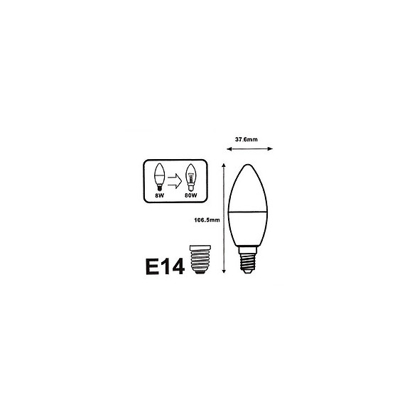 Ampoule E14 Led 8w 220v C37 180° (pack De 5) - Blanc Chaud 2300k - 3500k - Silamp