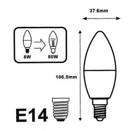 Ampoule E14 Led 8w 220v C37 180° (pack De 5) - Blanc Froid 6000k - 8000k - Silamp