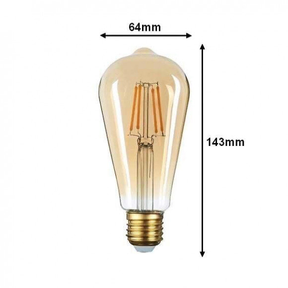 Ampoule E27 Led Filament 6w St64 Edison - Blanc Chaud 2300k - 3500k - Silamp