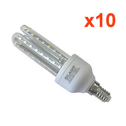 Ampoule E14 Led Lynx 9w 220v 360° Cfl - Pack De 10 - Blanc Neutre 4000k - 5500k - Silamp