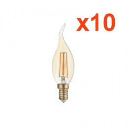 Ampoule E14 Led Flamme Filament 4w T35 (pack De 10) - Blanc Chaud 2300k - 3500k - Silamp
