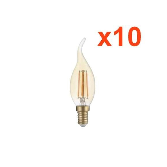 Ampoule E14 Led Flamme Filament 4w T35 (pack De 10) - Blanc Chaud 2300k - 3500k - Silamp
