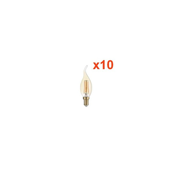 Ampoule E14 Led Flamme Filament 4w T35 (pack De 10) - Blanc Chaud 2300k - 3500k - Silamp