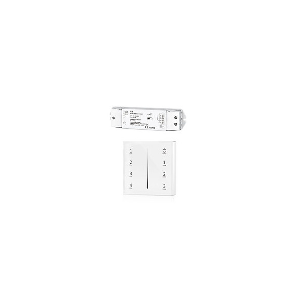 Kit Variateur Tactile Monochrome Sans Fil 4 Zones Et Dimmer Rf - Blanc - Silamp