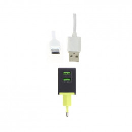 Adaptateur Secteur Universel 2 Ports Usb 2.4a + Câble Micro Usb - Blanc - Silamp
