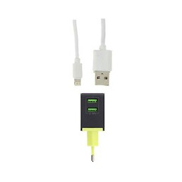 Adaptateur Secteur Universel 2 Ports Usb 2.4a + Câble Iphone - Blanc - Silamp