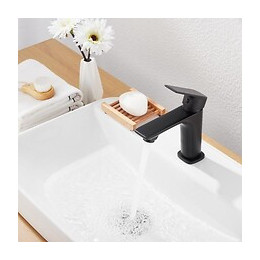 Robinet Mitigeur Salle De Bain Noir Carré - Silamp