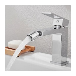 Robinet Mitigeur Lavabo Chrome Carré Bec Orientable - Silamp