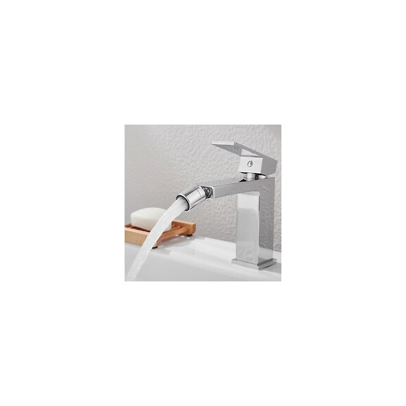 Robinet Mitigeur Lavabo Chrome Carré Bec Orientable - Silamp