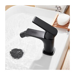 Robinet Mitigeur Lavabo Noir Carré Bec Orientable - Silamp