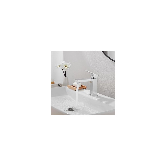 Robinet Mitigeur Lavabo Salle De Bain Inox Carré - Silamp