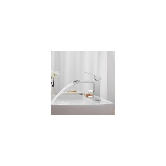 Robinet Mitigeur Lavabo Chrome Carré Bec Orientable - Silamp