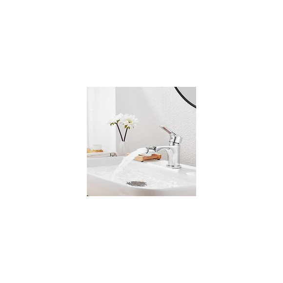 Robinet Mitigeur Lavabo Inox Carré Bec Orientable - Silamp